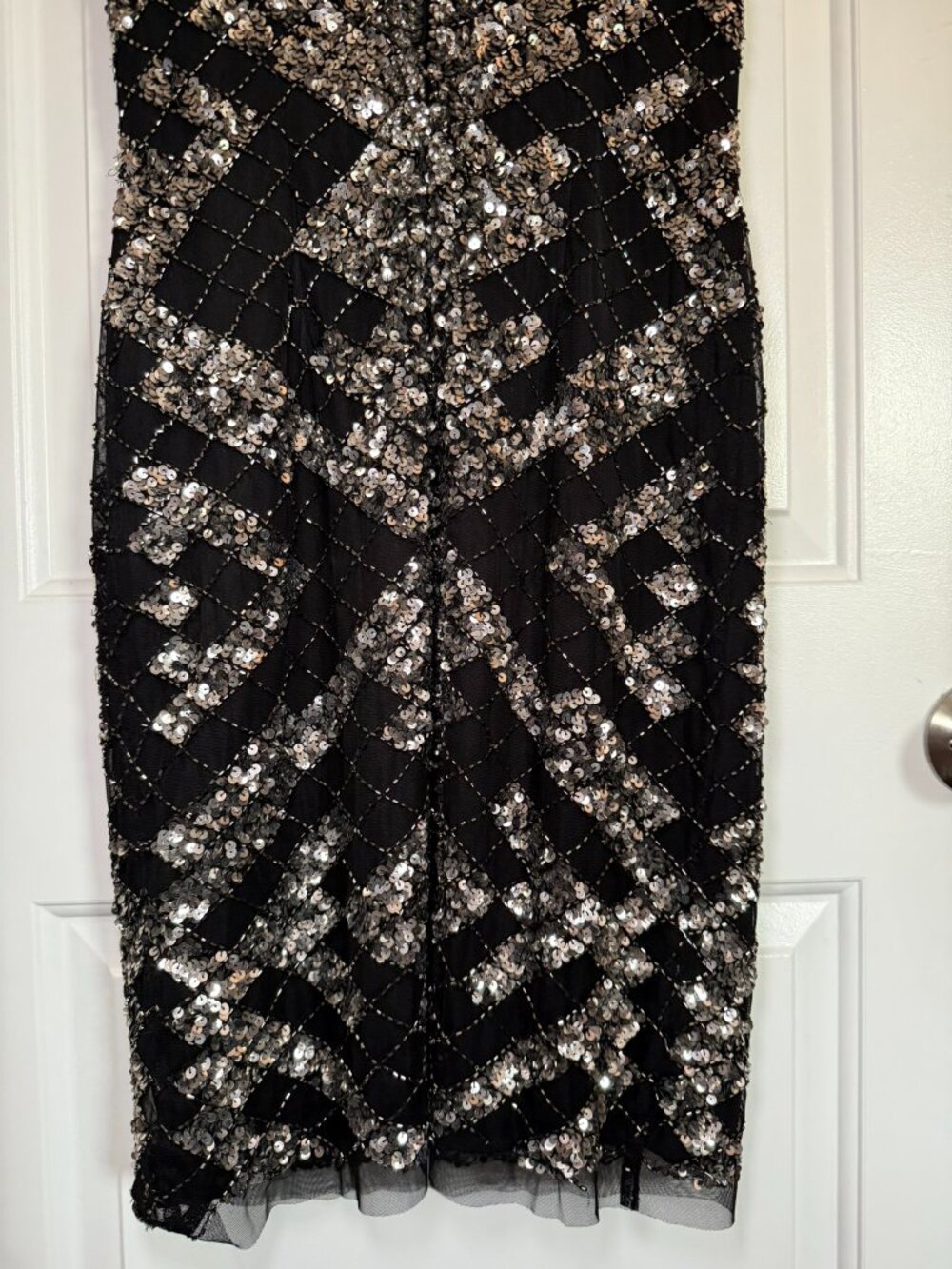 Vintage Sequin Geometric Bodycon Mini Dress Party Cocktail New Years Eve Holiday - Picture 8 of 10